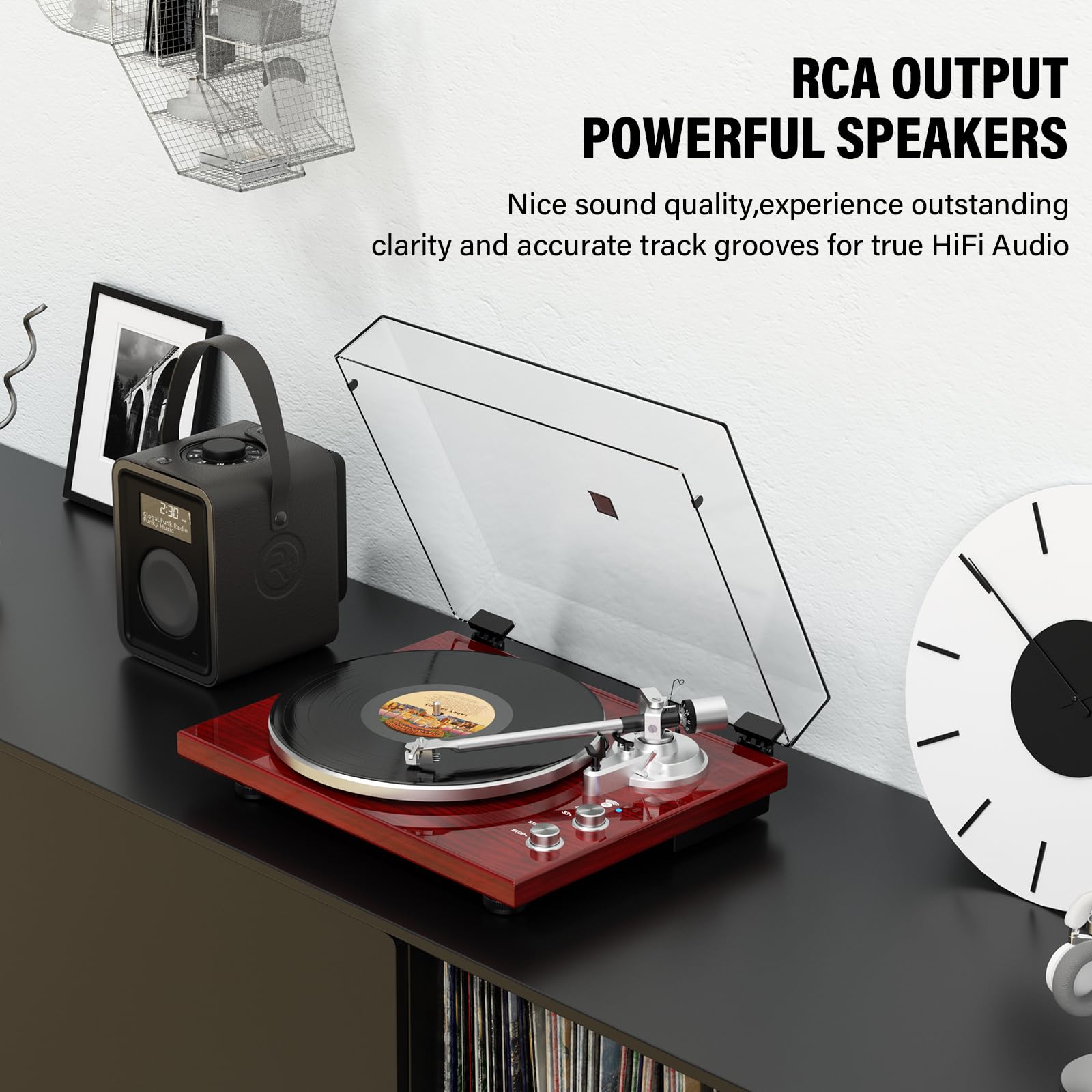 Vinyl Record Player Belt-Drive Turntable for Vinyl Records with Bluetooth Connectivity, USB Digital Output, Magnetic Cartridge & Adjustable Counterweight, AT-3600L, 33 or 45 RPM-red