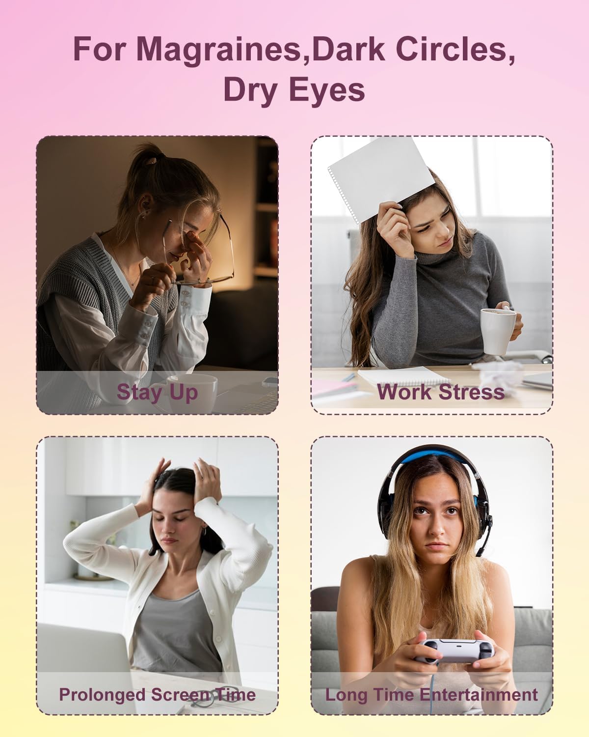 Morelax Eye Massager with Heat & Bluetooth Music, Birthday Gifts for Women, Reduce Eye Strain, Headache Relief and Improve Sleep, Eye Care Gift(Pink)