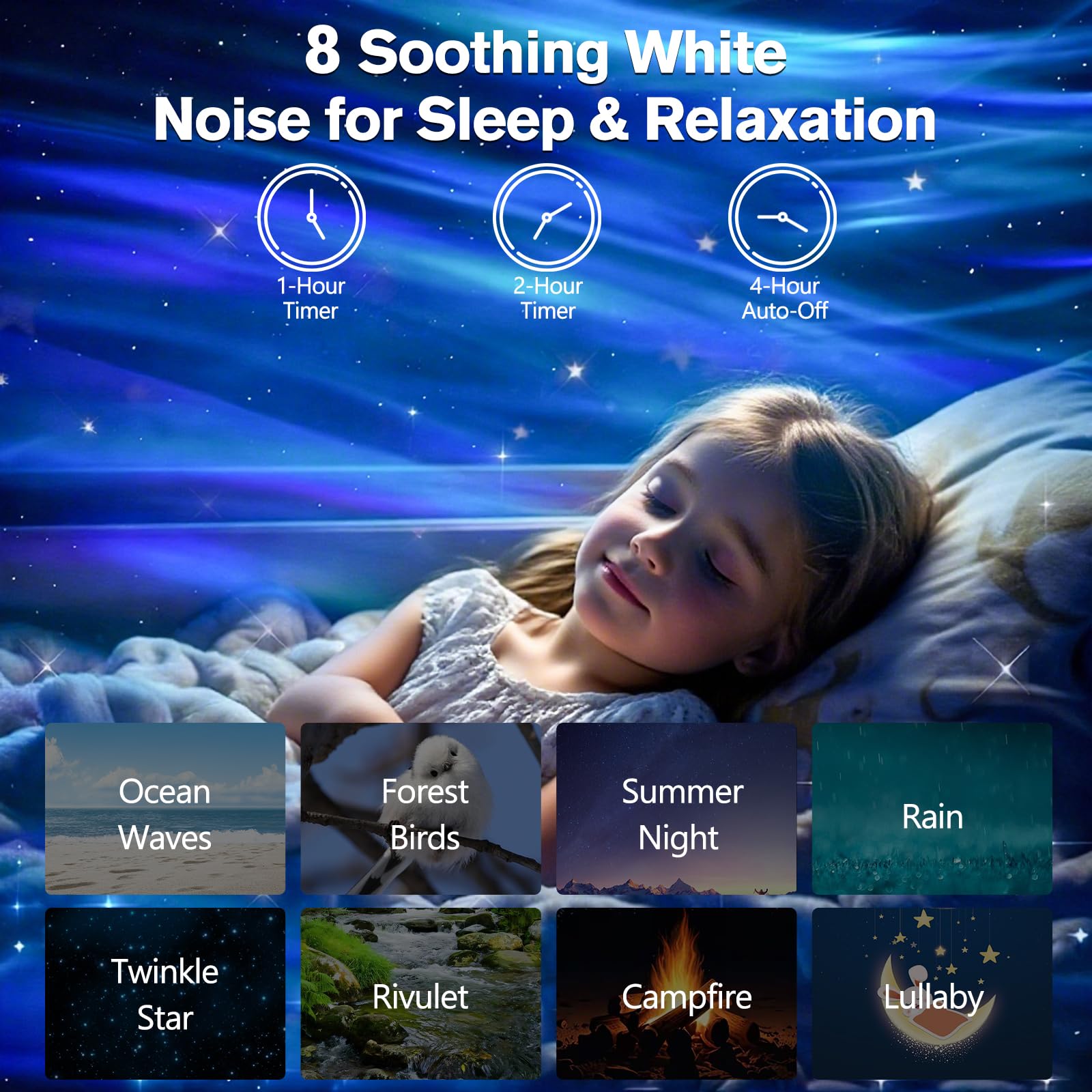 Northern Galaxy Light Aurora Projector, Star Projector with 33 Light Effects, Starry Nebula LED Lamp with Remote Control, White Noise, Kids/Adults Room Decor, Bluetooth Speaker for Party Christmas