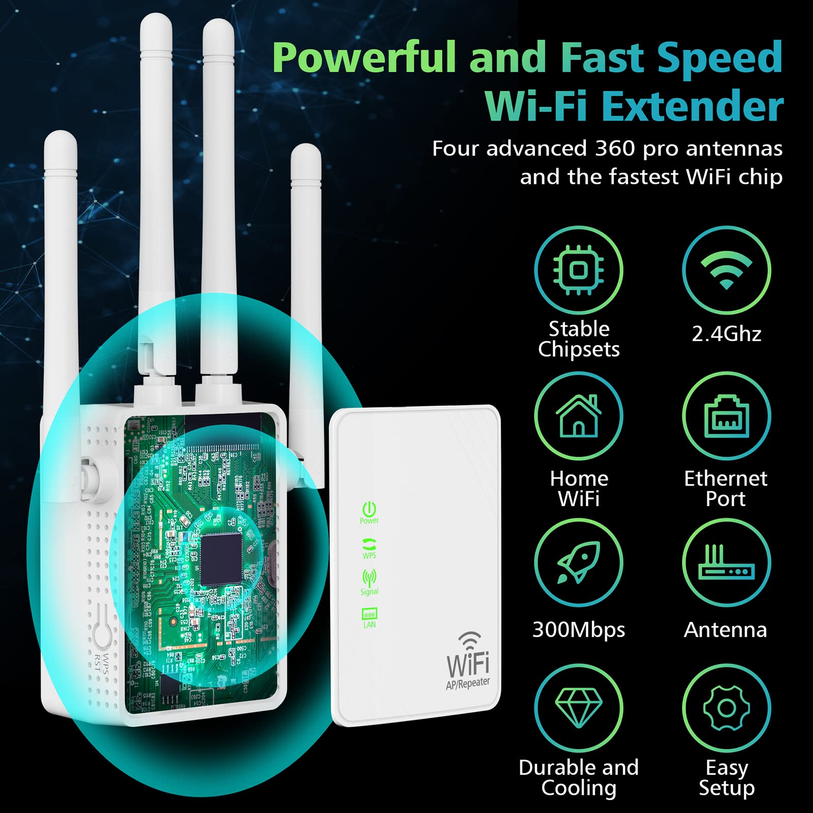 WiFi Extender Signal Booster Up to 5000sq.ft and 45 Devices,with Ethernet Port