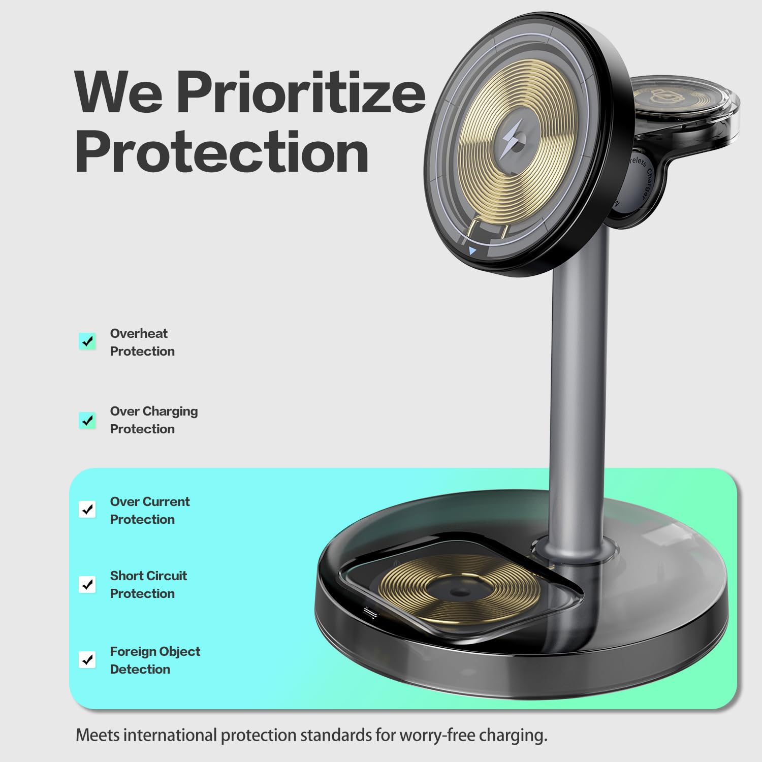 3 in 1 Wireless Charging Station Compatible with MagSafe, 15W Fast Charging Magnetic Mag-Safe Charger Stand for Apple iPhone 17 16 15 14 13 12Series Apple Watch AirPods Pro 4 3 2, Gifts for Men Women