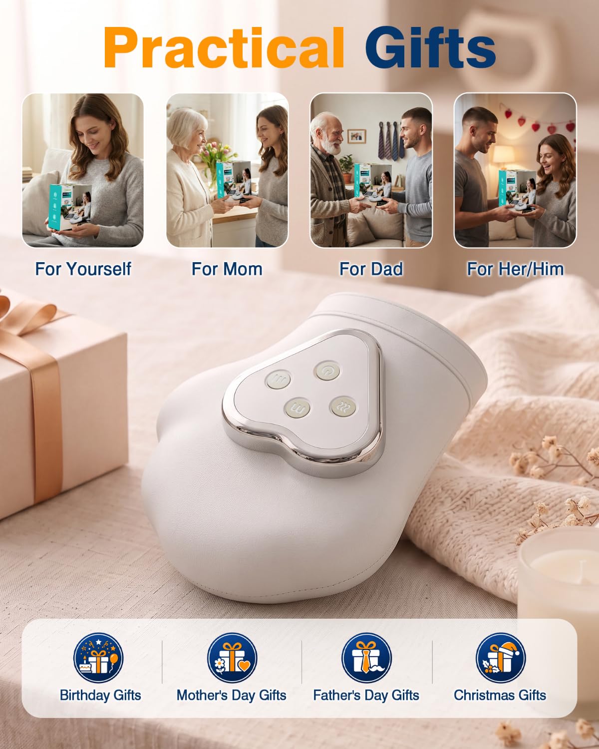 cotsoco Hand Massager with Heat and Compression for Arthritis Carpal Tunnel,Fits Left Right Hand,Pain Relief, Individual Finger Compression Massage for Wrist & Fingers Palm, Birthday Gift for Women Men