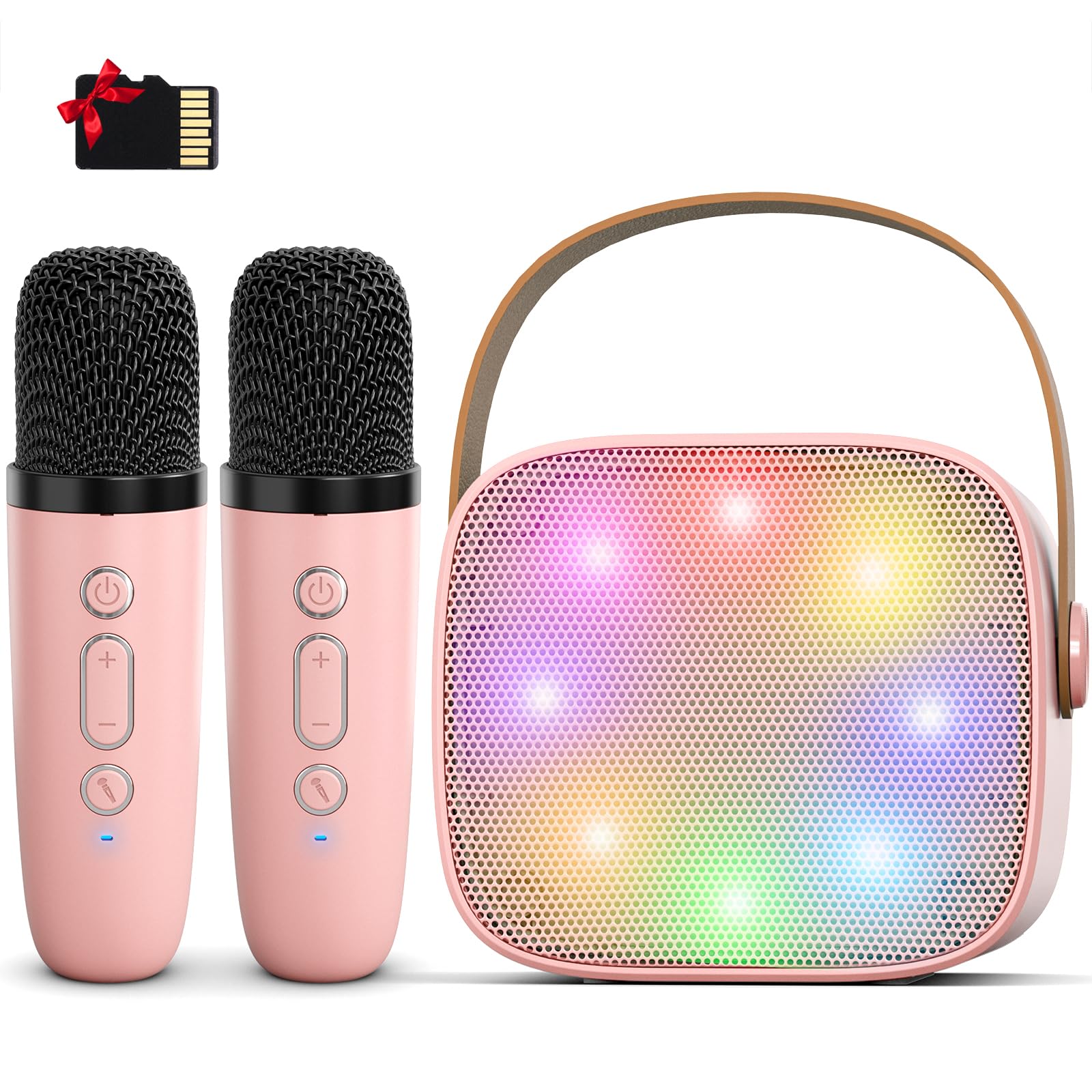 Mini Karaoke Machine for Kids Adults, Portable Bluetooth Karaoke Speaker with 2 Wireless Microphones for Girls Boys 3-11,12+ Years Old, Gifts for Family Home Birthday Party