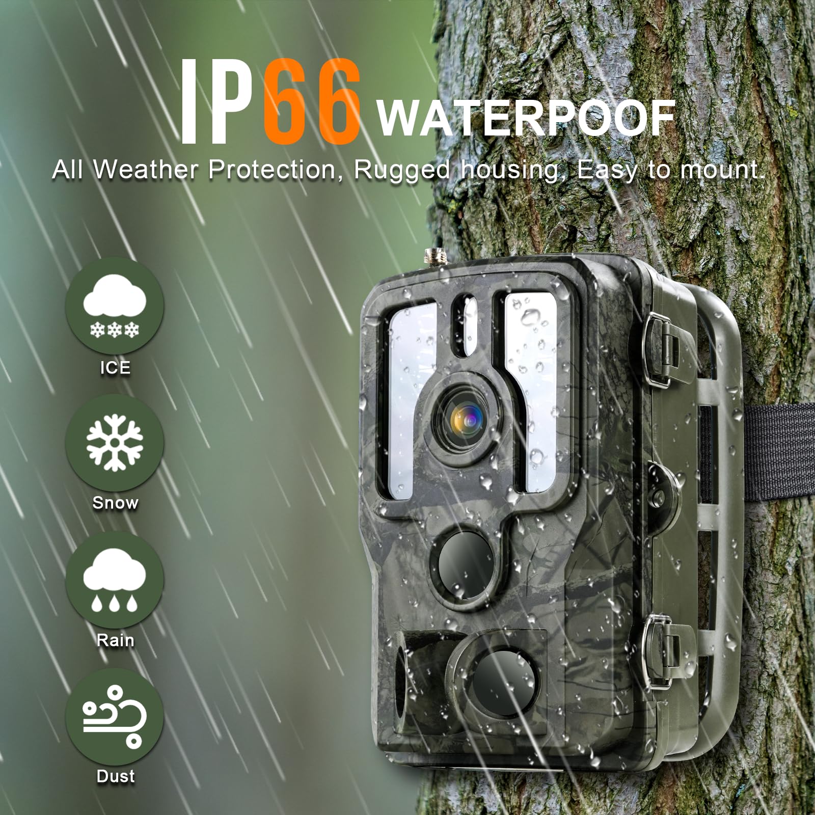 Trail Camera 4K 48MP with Night Vision Motion Activated Waterproof, Game Camera with WiFi Bluetooth, 0.1s Trigger, IR Night Vision 82ft, Outdoor Wildlife Cam with 8 Batteries 32GB SD Card