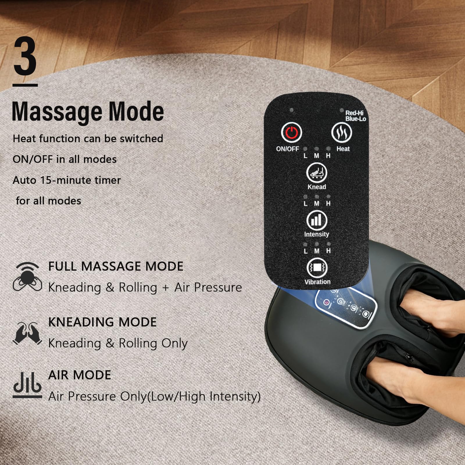 cotsoco Shiatsu Foot Massager with Heat, Deep Kneading Therapy Air Compression, Foot Massage Improve Blood Circulation Feet Massager Wellness Soothing Pain Relief, Gifts for Men Women
