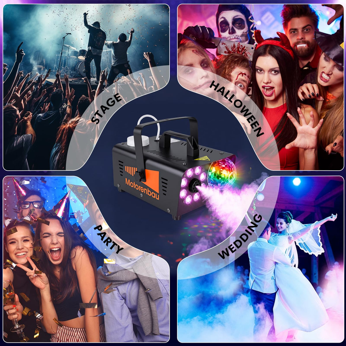 Fog Machine, 800W 4500CFM Smoke Machine for Halloween with Disco Light