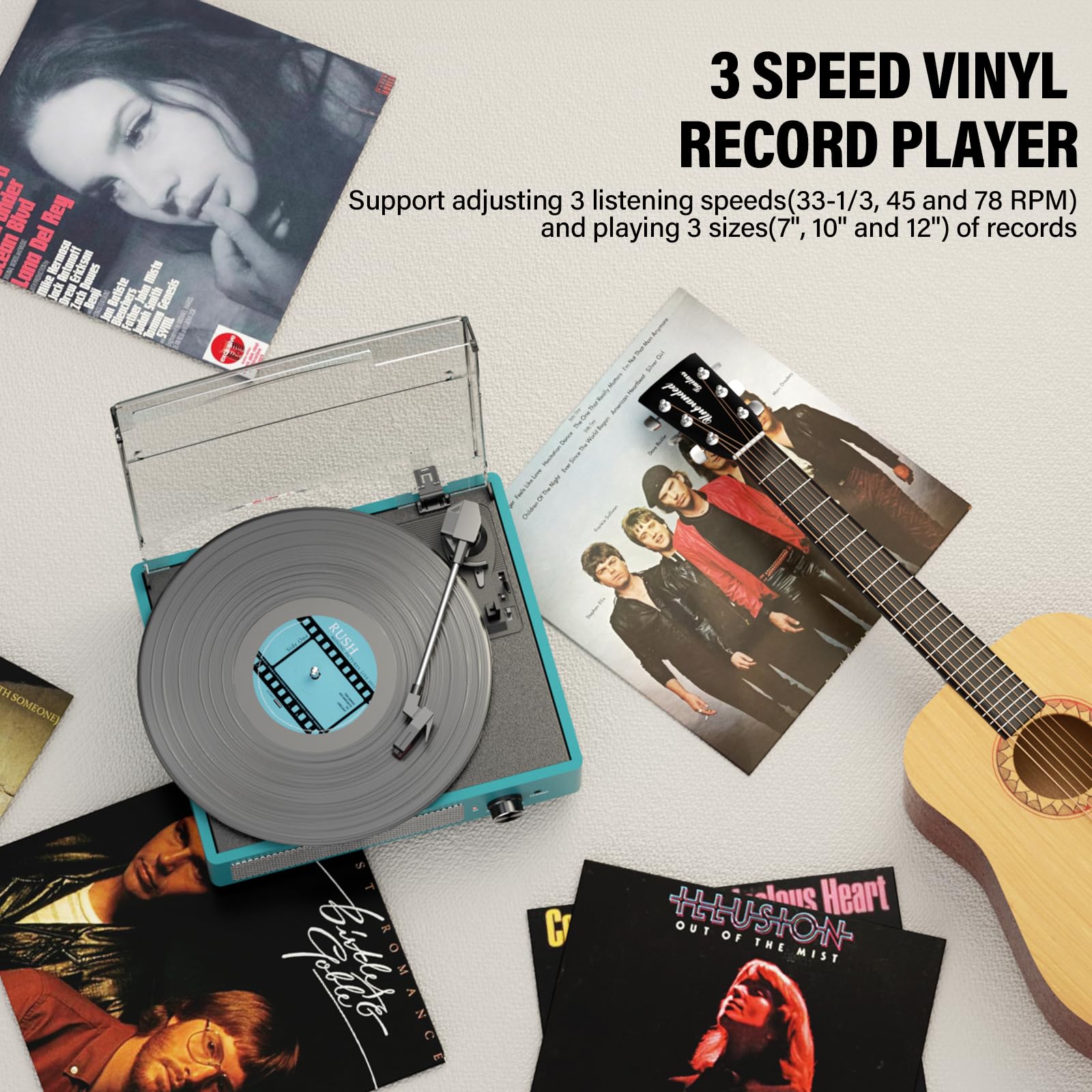 Digitnow Record Player – Vinyl Player with Bluetooth Sea Blue