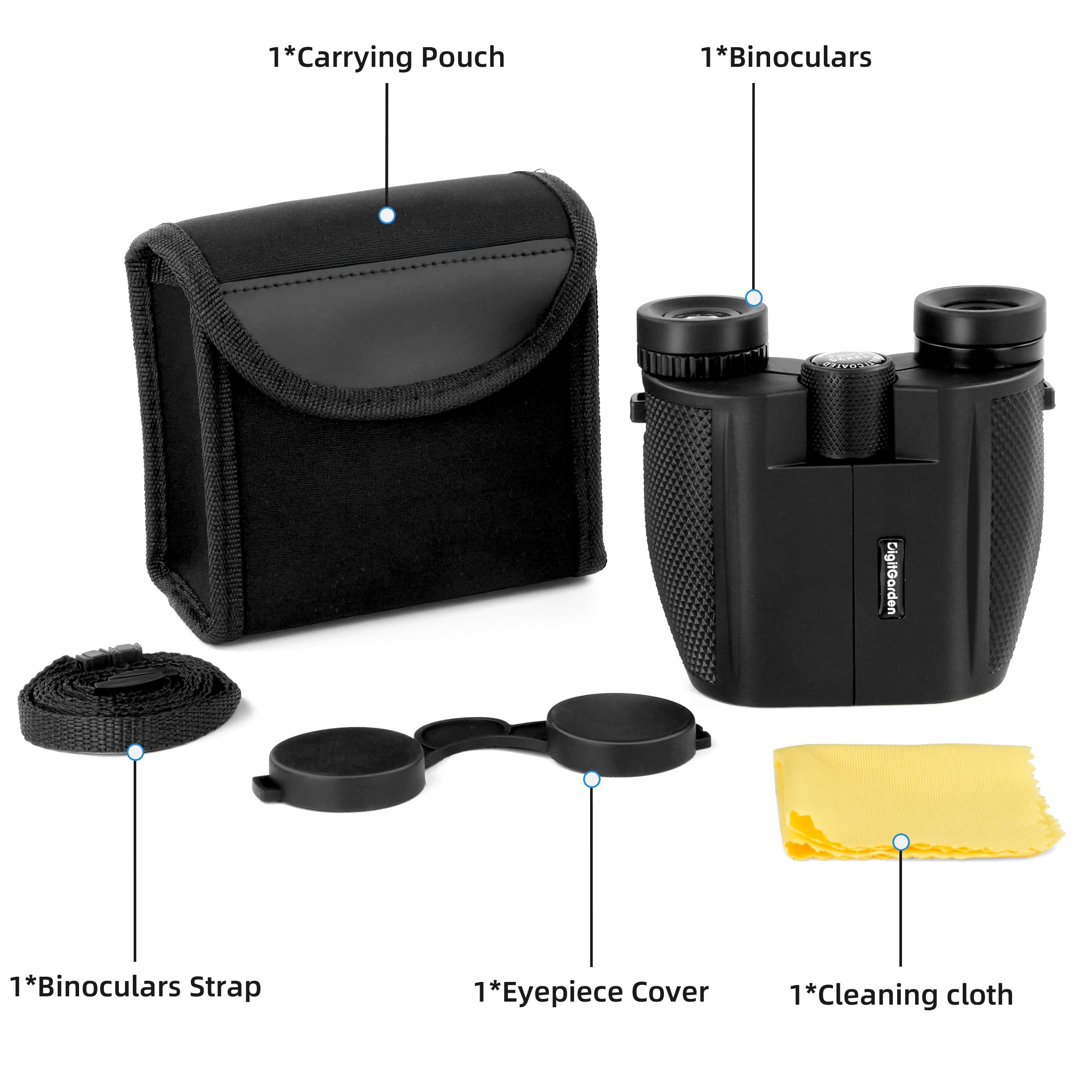 Binoculars for Adults and Kids, 12x25 HD Compact Binoculars for Bird Watching, Large Eyepiece Waterproof Binocular and Low Light Vision, Easy Focus for Sport Games, Outdoor Hunting, Travel Sightseeing