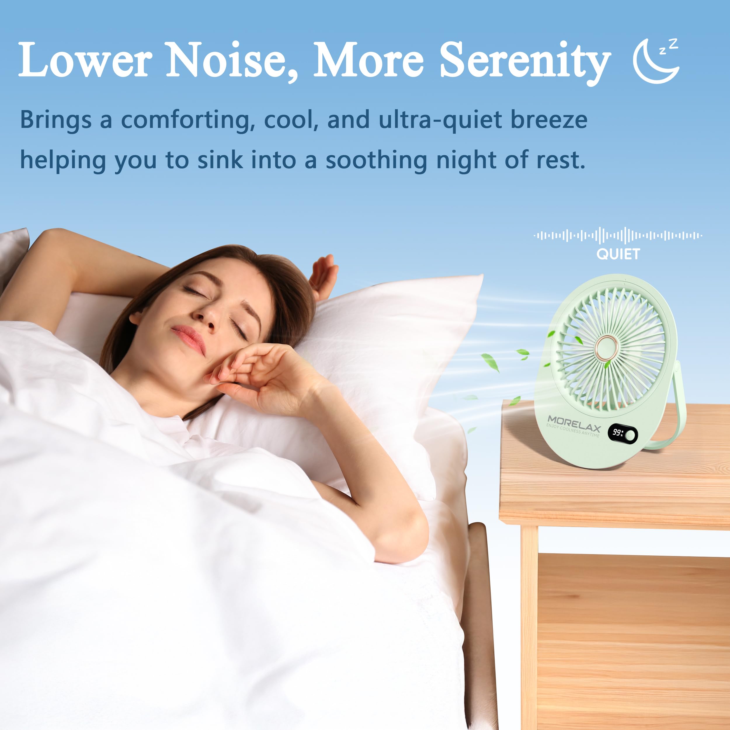 USB Desk Fan,3 IN 1 Rechargeable Portable Fan,180 Adjustable,6 Speed Strong Wind,Mini Personal Desktop Fan for Travel/Cruise/Bedroom/Office/Indoor/Outdoor,Desk Accessories for Women/Men/girls (Green)