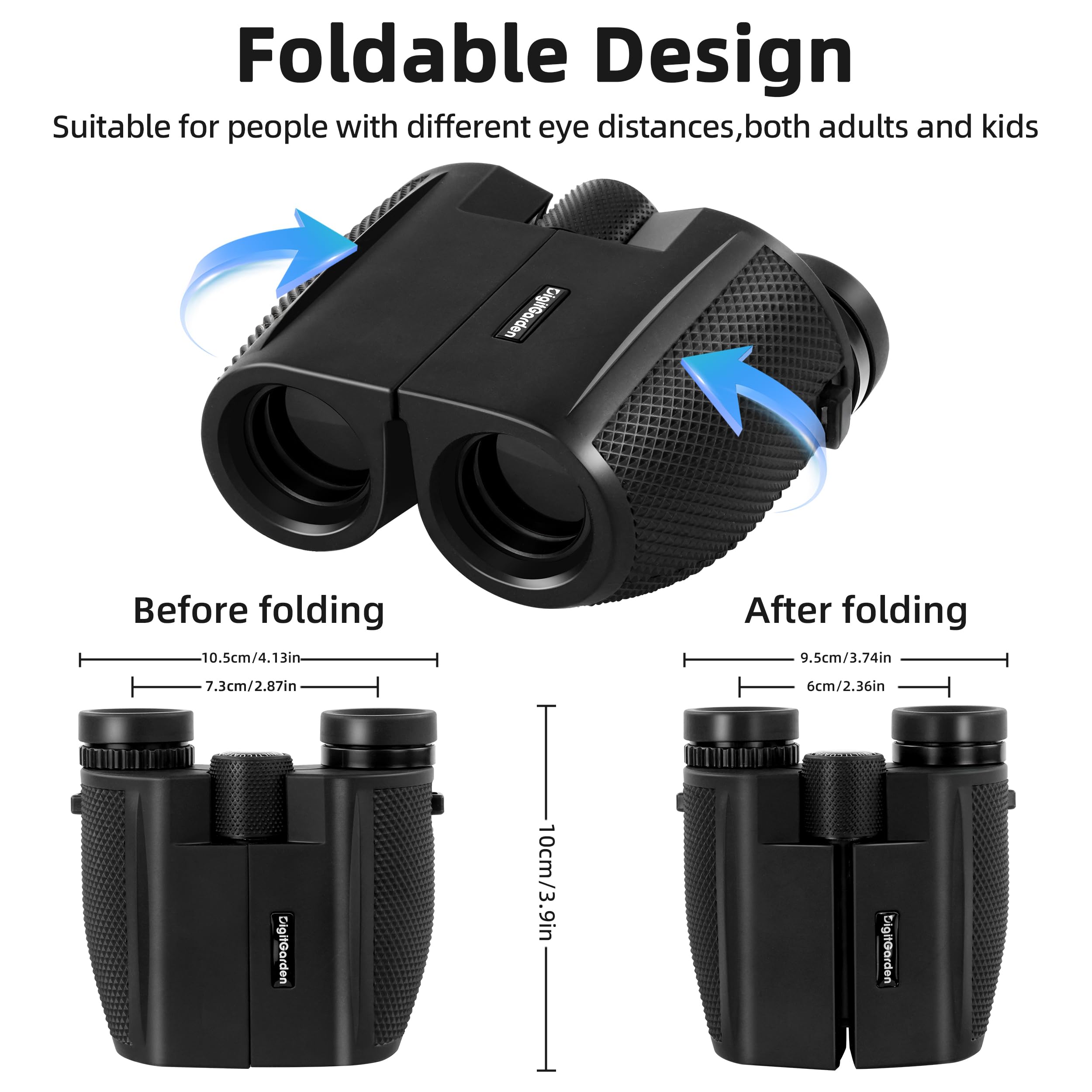 Binoculars for Adults and Kids, 12x25 HD Compact Binoculars for Bird Watching, Large Eyepiece Waterproof Binocular and Low Light Vision, Easy Focus for Sport Games, Outdoor Hunting, Travel Sightseeing