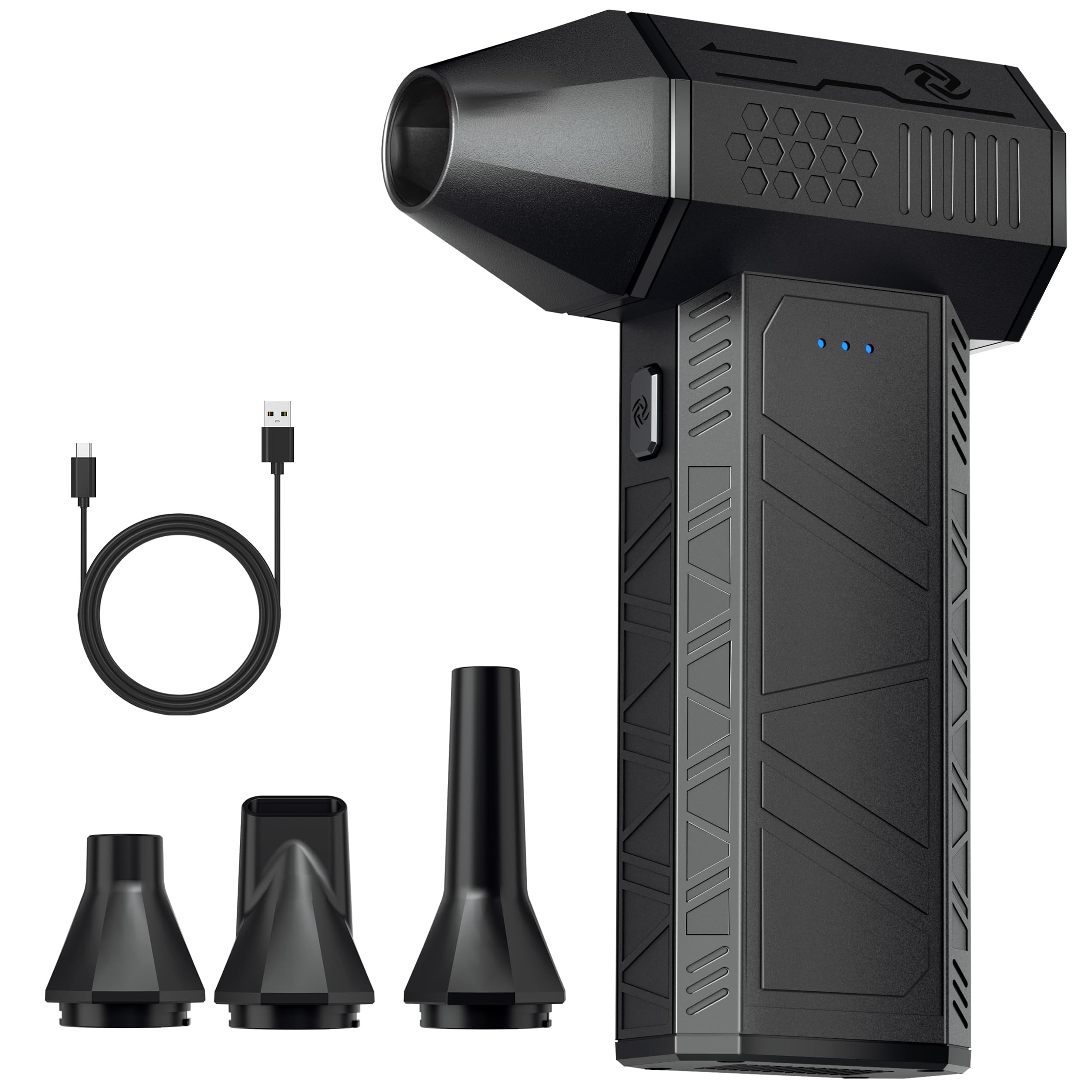 Compressed Air Duster - Electric Air Duster Super Power 130000RPM, 3-Gear Adjustable Mini Duster Blower with Fast Charging, Air Duster Rechargeable for Computer, Keyboard Cleaner, House, Outdoor, Car