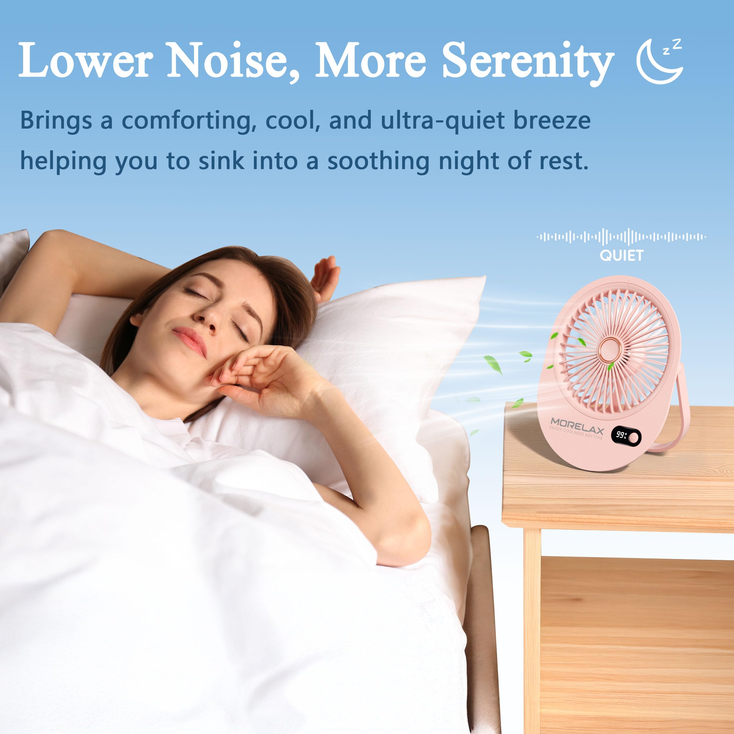 USB Desk Fan,3 IN 1 Rechargeable Portable Fan,180 Adjustable,6 Speed Strong Wind,Mini Personal Desktop Fan for Travel/Cruise/Bedroom/Office/Indoor/Outdoor,Desk Accessories for Women/Men/girls (Pink)