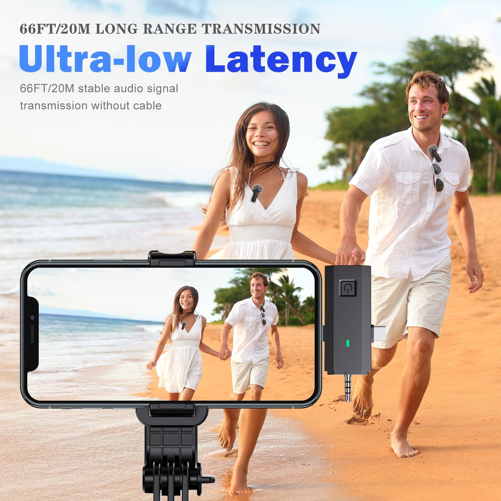 3 in 1 Wireless Microphone for iPhone, iPad, Android, Camera, Mini Lavalier Lapel Mic, USB-C Microphone, 2.4G Ultra-Low Delay, Microphone for Video Recording, Live Streaming, Vlog, TikTok, YouTube