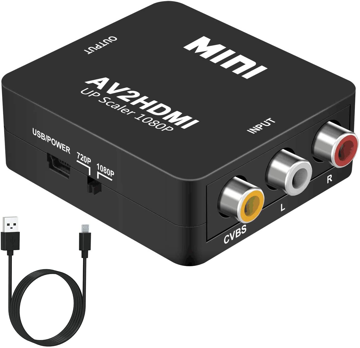 RCA to HDMI Converter, AV to HDMI Converter, 1080P Mini RCA Composite CVBS Audio Video Converter