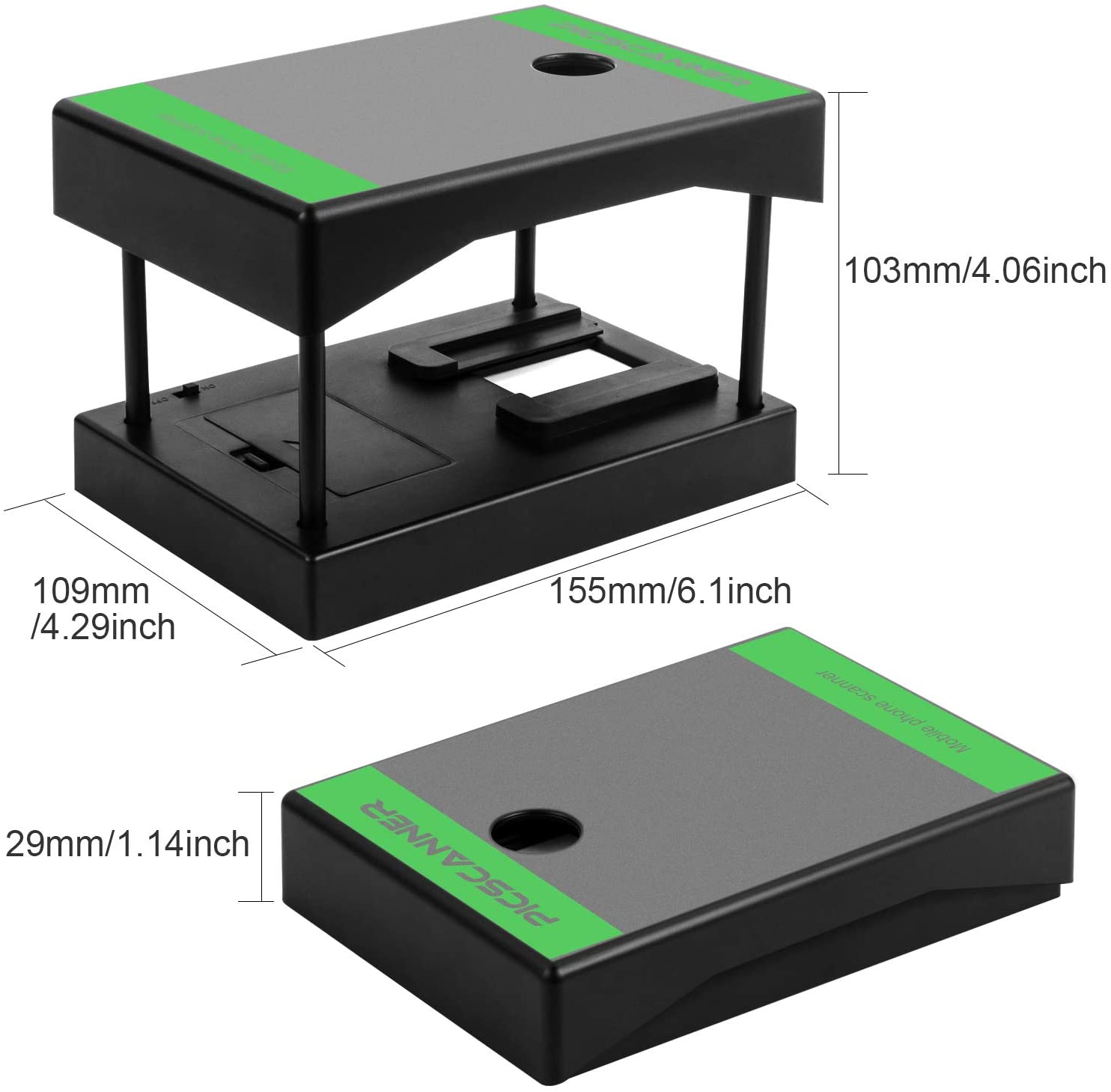 Mobile Film and Slide Scanner Converts 35mm Slides & Negatives into Digital Photos with Your Smartphone Camera(Black)