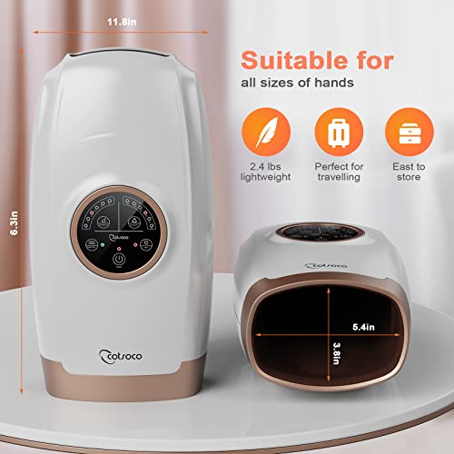 Hand Massager Machine with Heat and Compression, 6 Levels Shiatsu Massager for Arthritis and Carpal Tunnel Relief, Pain Relief for Finger, Wirst, and Hand, Best Gifts for Men and Women(White)