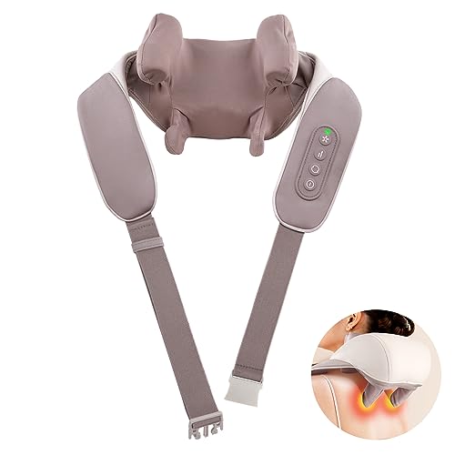 6D Deep Kneading Massagers with 6 Massage Nodes,Cordless Neck Massager