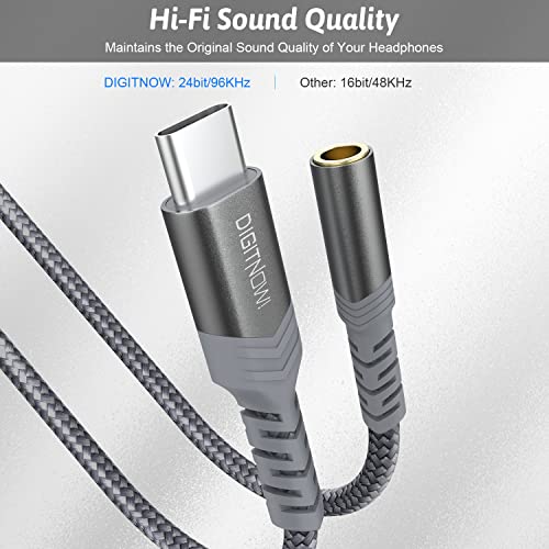 USB-C to 3.5mm Female Headphone Adapter, USB Type C to AUX Audio Cable(Grey)