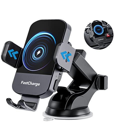 Wireless Car Charger, Fast Charging 15W Auto Clamping Car Charger(Black)