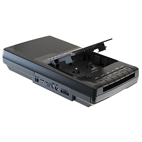 Portable Cassette Player, Tape Recorder with Stand-Alone Microphone, Walkman Cassettes Tape Digital Converter to USB Flash Disk, Built-in Speaker/Retractable Handle/3.5MM Headphone Jack