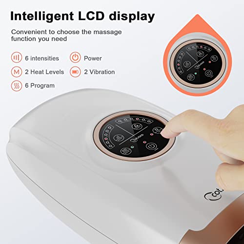 Hand Massager Machine with Heat and Compression, 6 Levels Shiatsu Massager for Arthritis and Carpal Tunnel Relief, Pain Relief for Finger, Wirst, and Hand, Best Gifts for Men and Women(White)