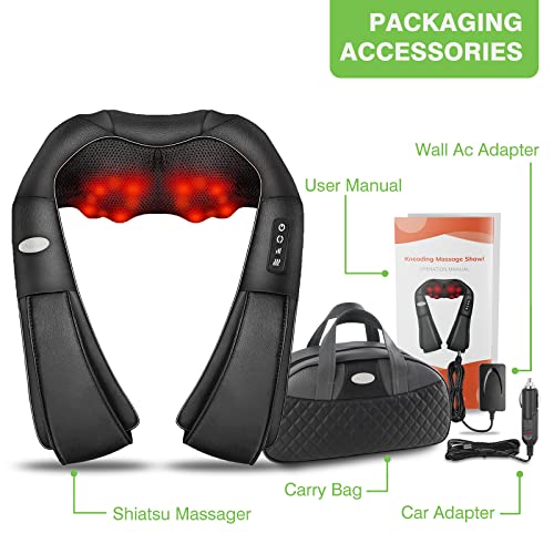 cotsoco Shiatsu Back Neck and Shoulder Massager with Heat,Deep Tissue 3D Kneading Pillow, Electric Full Body Massager for Legs,Foot,Body Muscle Pain Relief,Gifts for Mom Dad