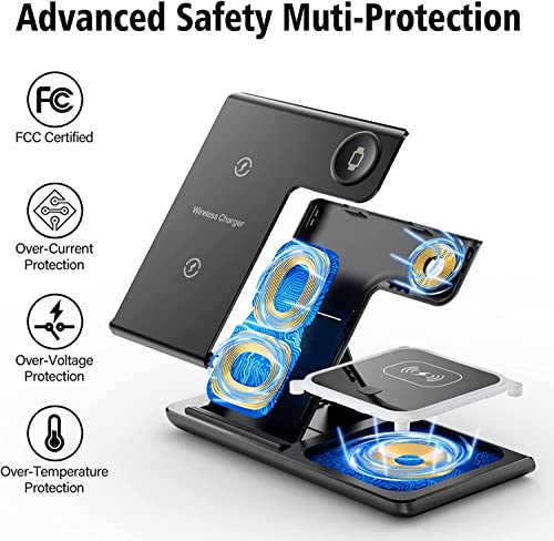 3 in 1 Wireless Charging Station for Apple, Wireless Charger Stand for iPhone 16/15/14/13/12/11/SE/X/8 Pro Max Plus Mini,Charging Dock for AirPods 4/3 Pro,Apple Watch 10/9/Ultra/8/SE/7/6/5/4/3