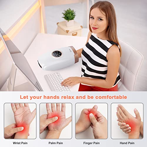 Hand Massager Machine with Heat and Compression, 6 Levels Shiatsu Massager for Arthritis and Carpal Tunnel Relief, Pain Relief for Finger, Wirst, and Hand, Best Gifts for Men and Women(White)