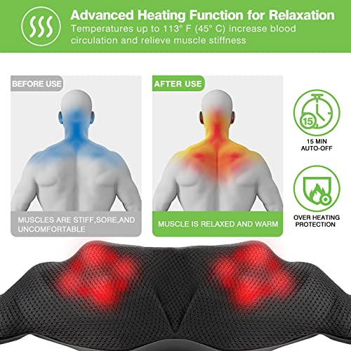 cotsoco Shiatsu Back Neck and Shoulder Massager with Heat,Deep Tissue 3D Kneading Pillow, Electric Full Body Massager for Legs,Foot,Body Muscle Pain Relief,Gifts for Mom Dad