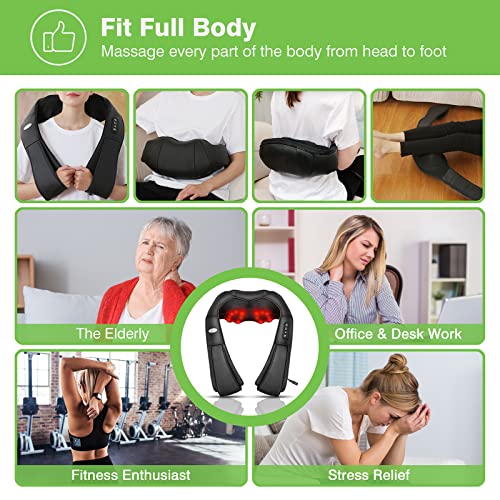 cotsoco Shiatsu Back Neck and Shoulder Massager with Heat,Deep Tissue 3D Kneading Pillow, Electric Full Body Massager for Legs,Foot,Body Muscle Pain Relief,Gifts for Mom Dad