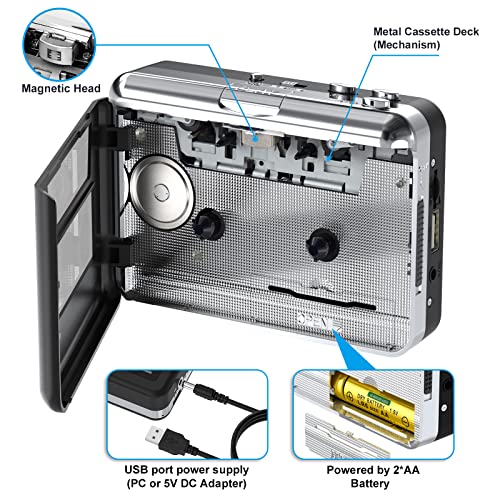 DIGITNOW Cassette Player, Portable USB Cassette to MP3 Converter