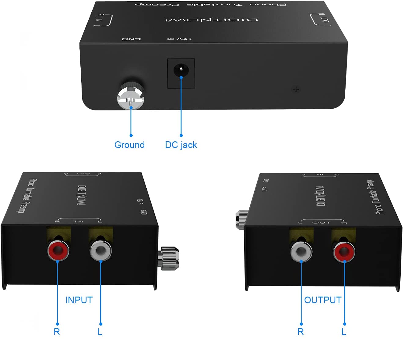 Phono Preamp for Turntable Record Play with 12 Volt DC Adapter-Black