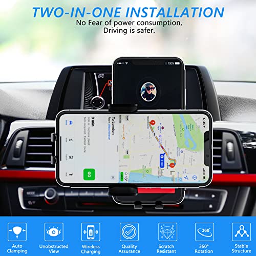 Wireless Car Charger, Fast Charging 15W Auto Clamping Car Charger(Black)