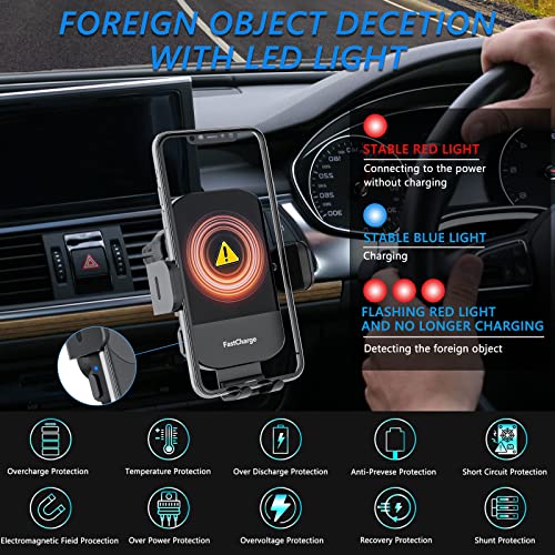 Wireless Car Charger, Fast Charging 15W Auto Clamping Car Charger(Black)