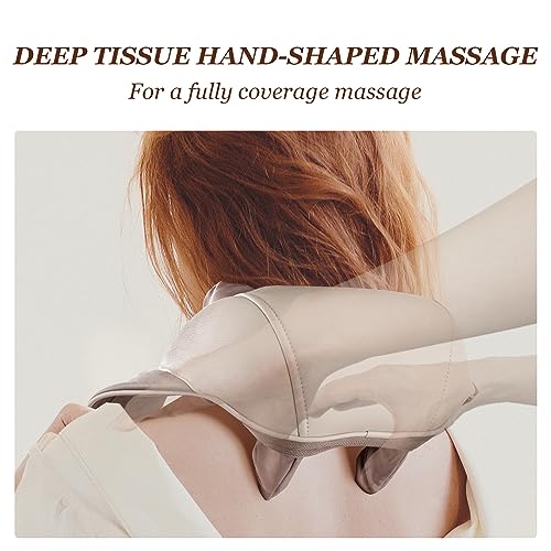 6D Deep Kneading Massagers with 6 Massage Nodes,Cordless Neck Massager