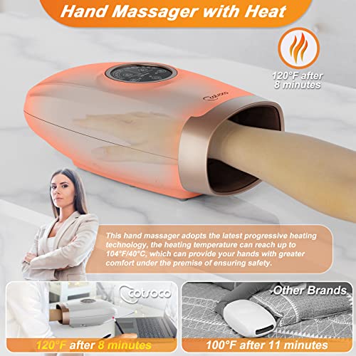 Hand Massager Machine with Heat and Compression, 6 Levels Shiatsu Massager for Arthritis and Carpal Tunnel Relief, Pain Relief for Finger, Wirst, and Hand, Best Gifts for Men and Women(White)