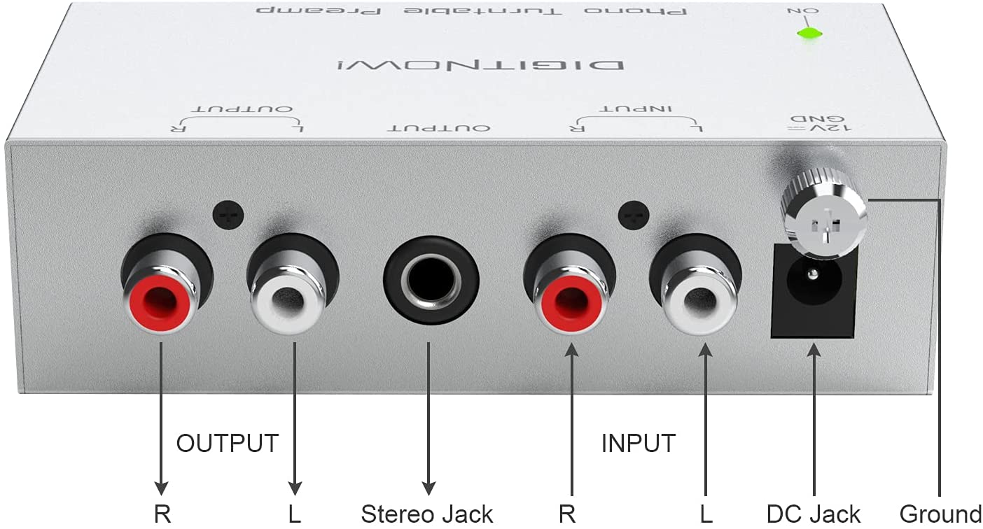 Audio Stereo Phonograph Preamplifier,Phono Preamp with 12 Volt DC Adapter
