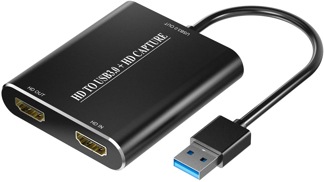 HDMI Video Capture Card,HDMI to USB 3.0 Device,Full HD 1080P 60fps Live Game Capture Recording Box With HDMI Loop-out Support Windows 7/8/10 Linux Twitch for PS3/4 Switch Xbox Streaming and Recording