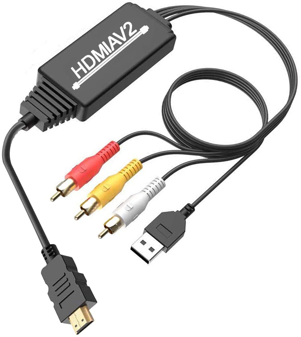 HDMI to RCA Converter, HDMI to RCA Cable, 1080P HDMI to AV Adapter Cable  Supp
