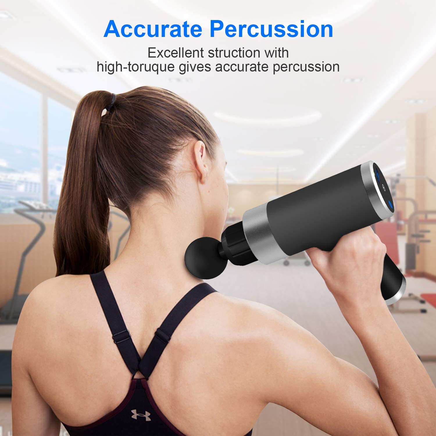 Cotsoco Muscle Massage Gun Deep Tissue, Handheld Body Massager for Pain Relief , 6 Speed Rechargeable Percussion Massager Gun with 4 Massage Heads and Carry Case, LCD Touch Screen&Long Battery Life