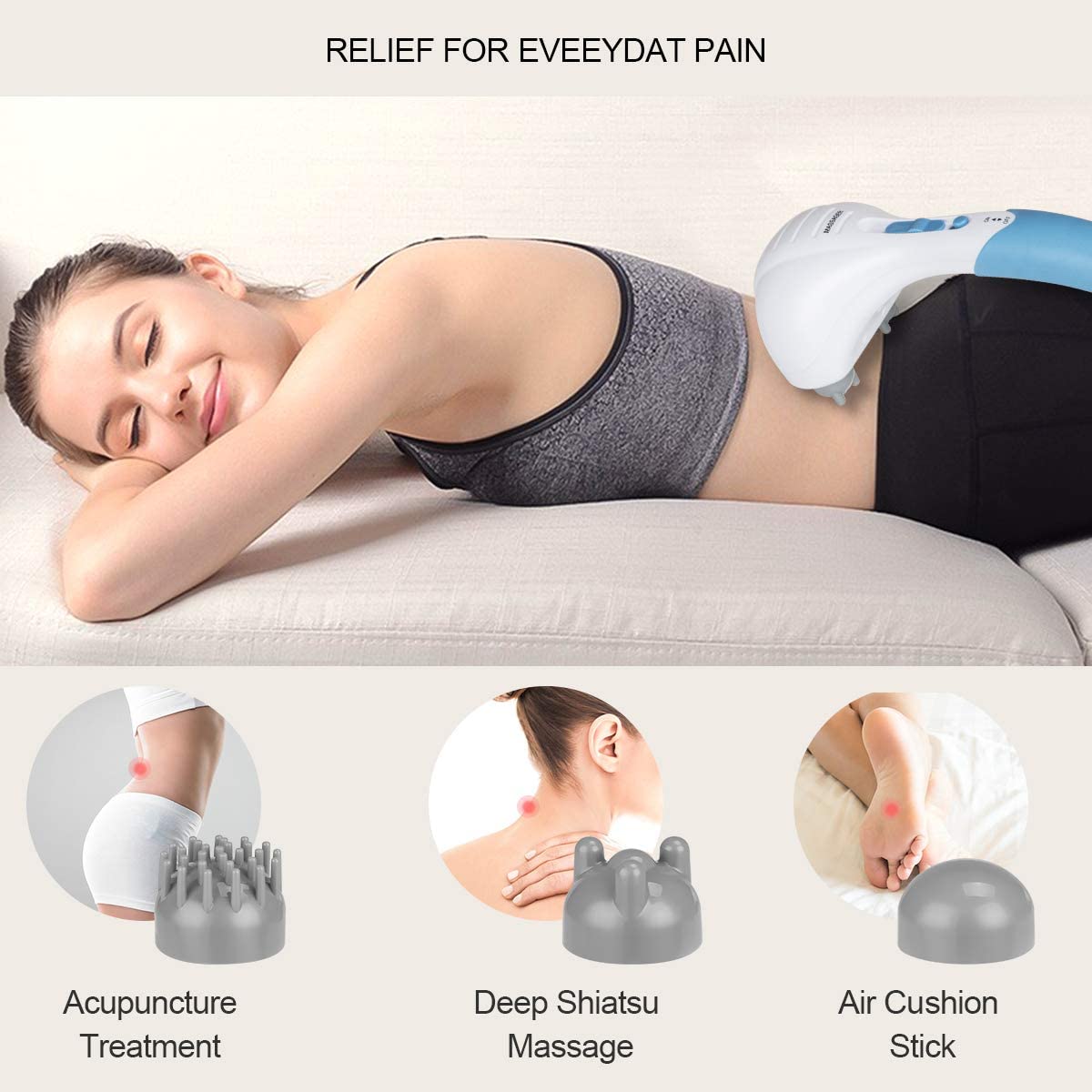 Deep Tissue Massage Hammer for Arm, Neck, Shoulder, Back, Leg, Foot(Blue,White)