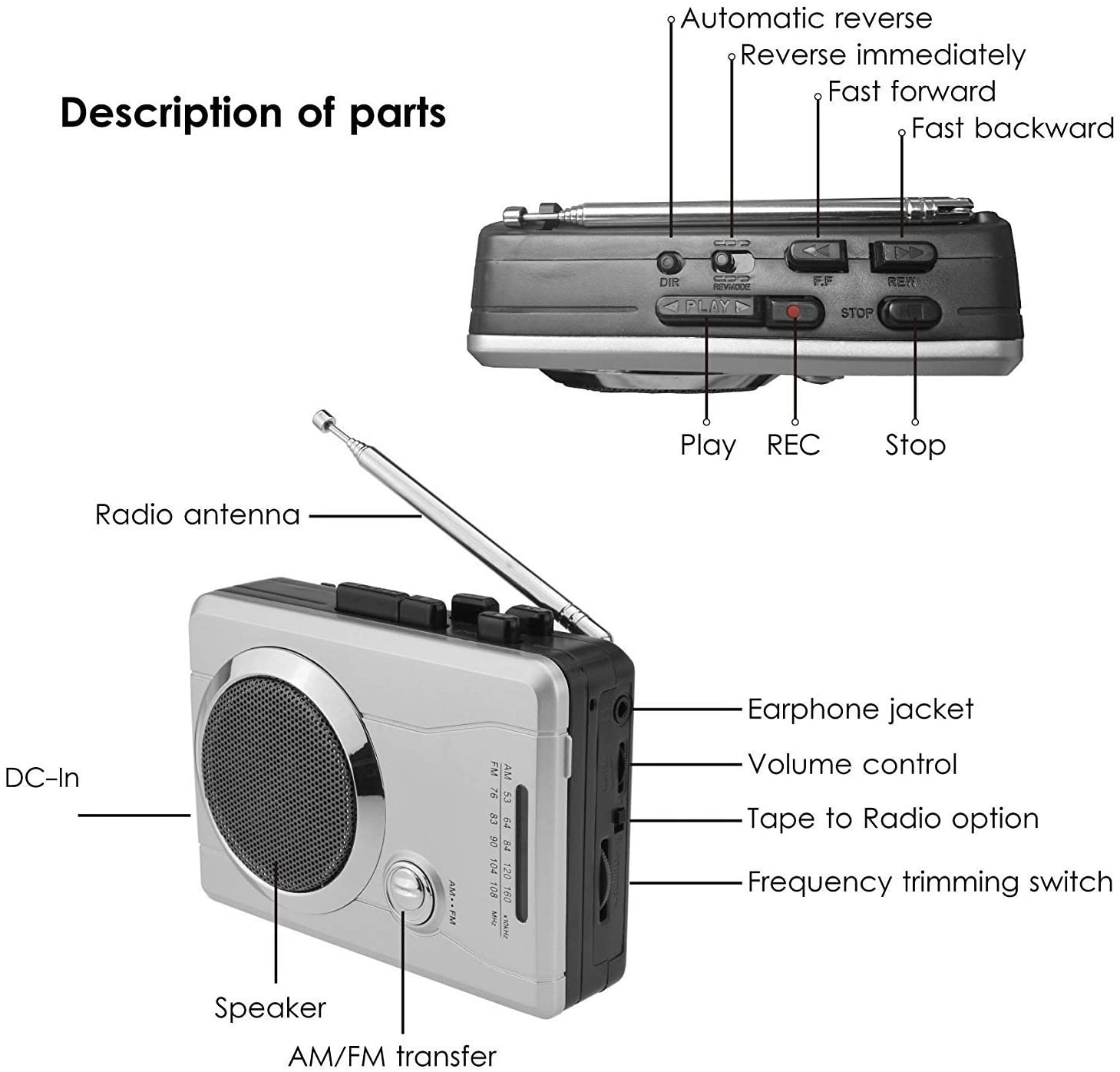 DIGITNOW Cassette Player Recorder AM/FM Pocket Radio and Voice Audio Portable Walkman
