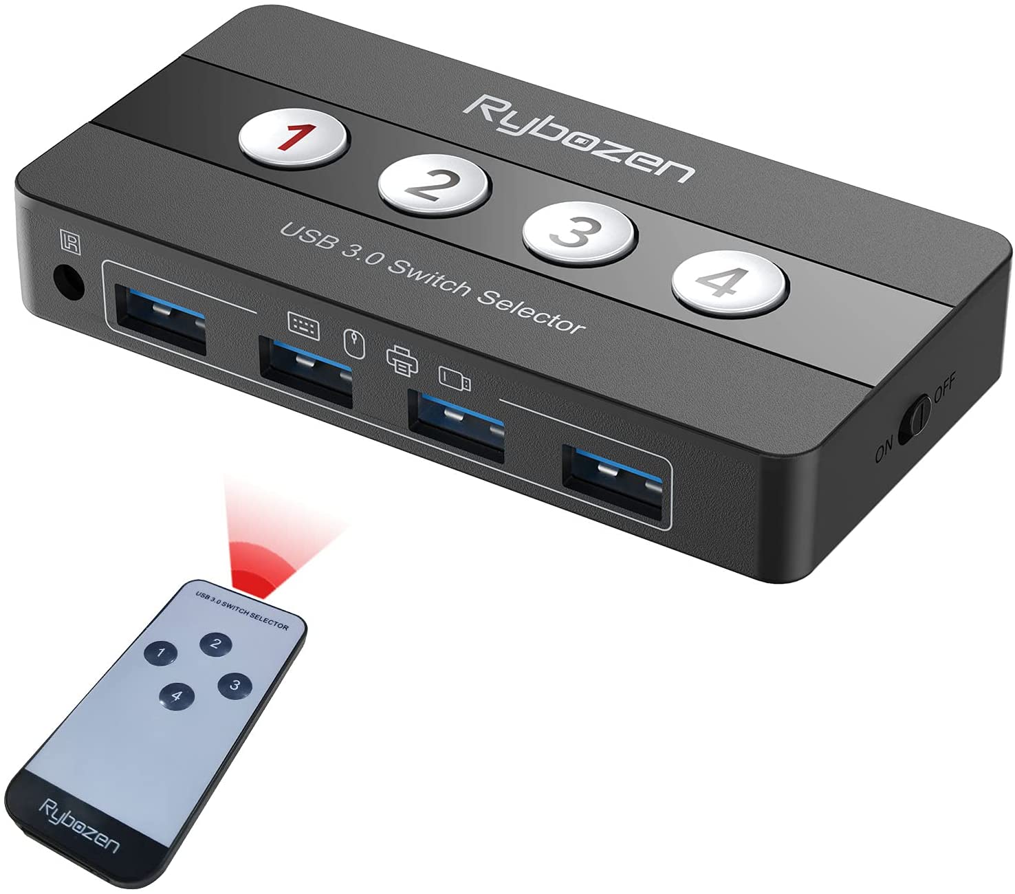 USB 3.0 Switch Selector,4 Port KVM Switch USB Peripheral Switcher Box