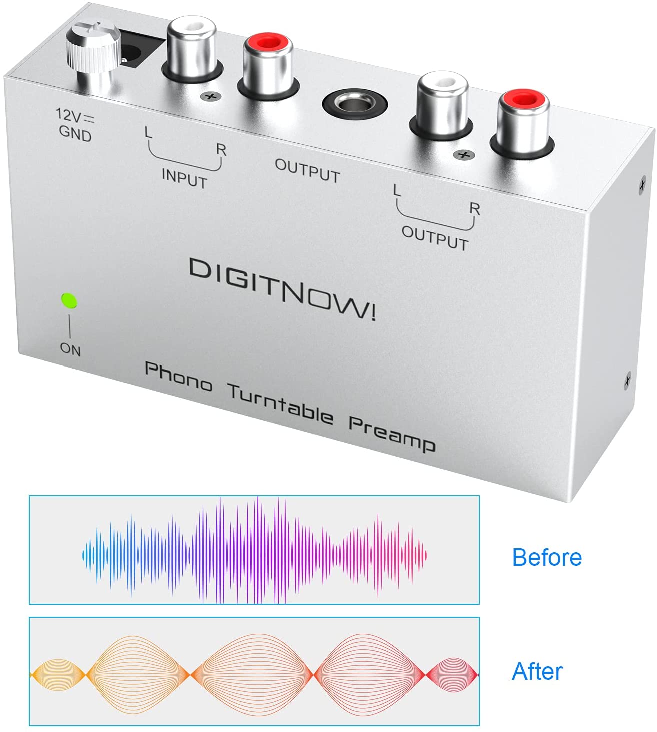 Audio Stereo Phonograph Preamplifier,Phono Preamp with 12 Volt DC Adapter