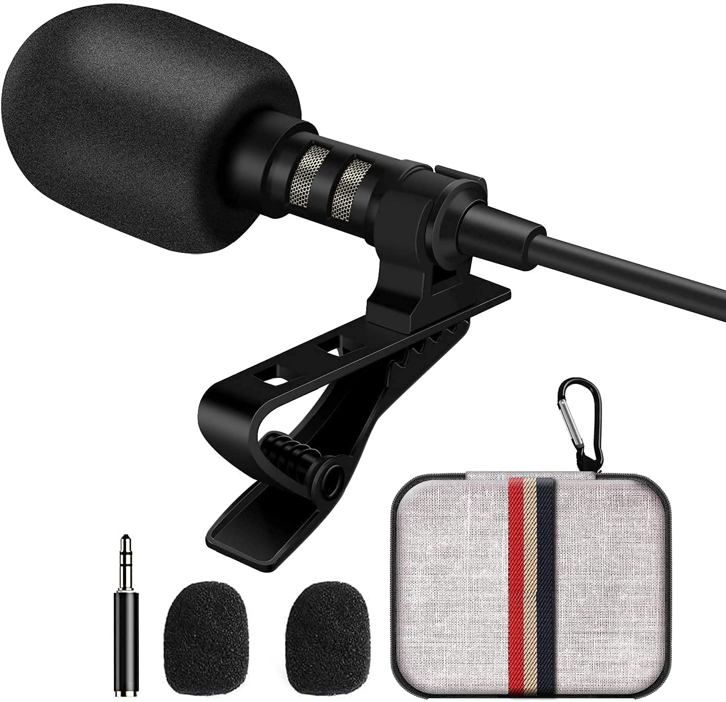 Professional Lavalier Lapel Microphone Omnidirectional Condenser Mic for iPhone ,Recording Mic for Video Tiktok
