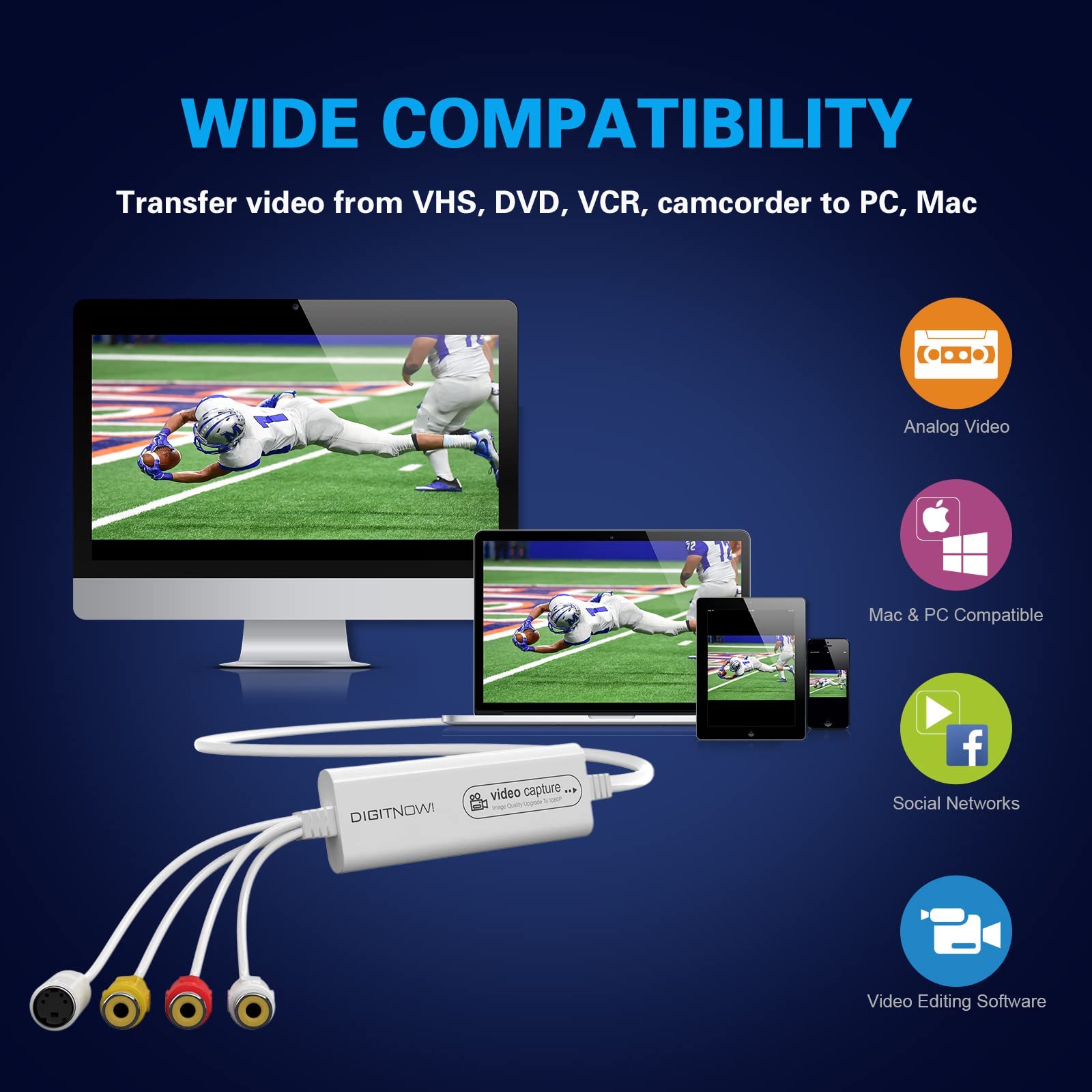 USB 2.0 Video Capture Card- Pro+ Version VHS to 1080P 30Hz