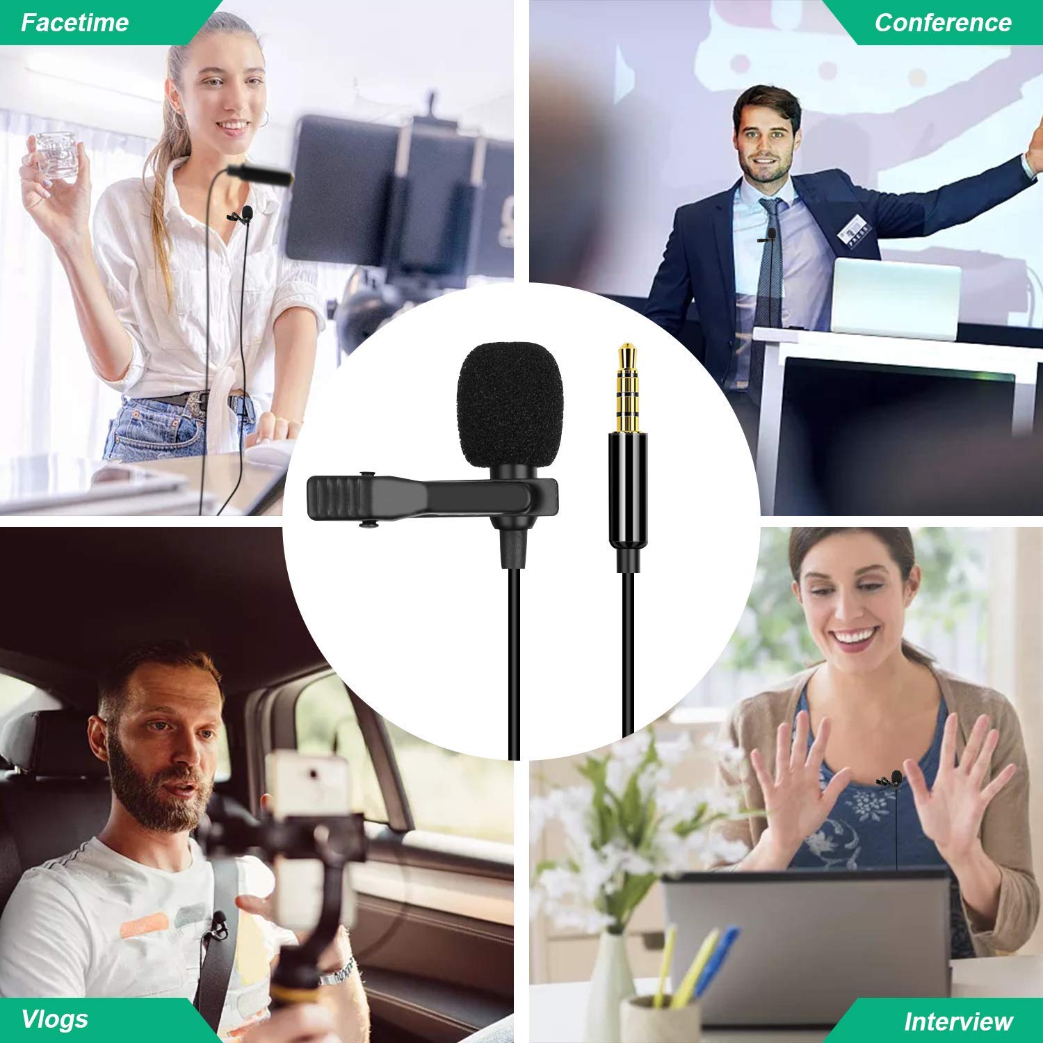Professional Lavalier Lapel Microphone Omnidirectional Condenser Mic for iPhone ,Recording Mic for Video Tiktok