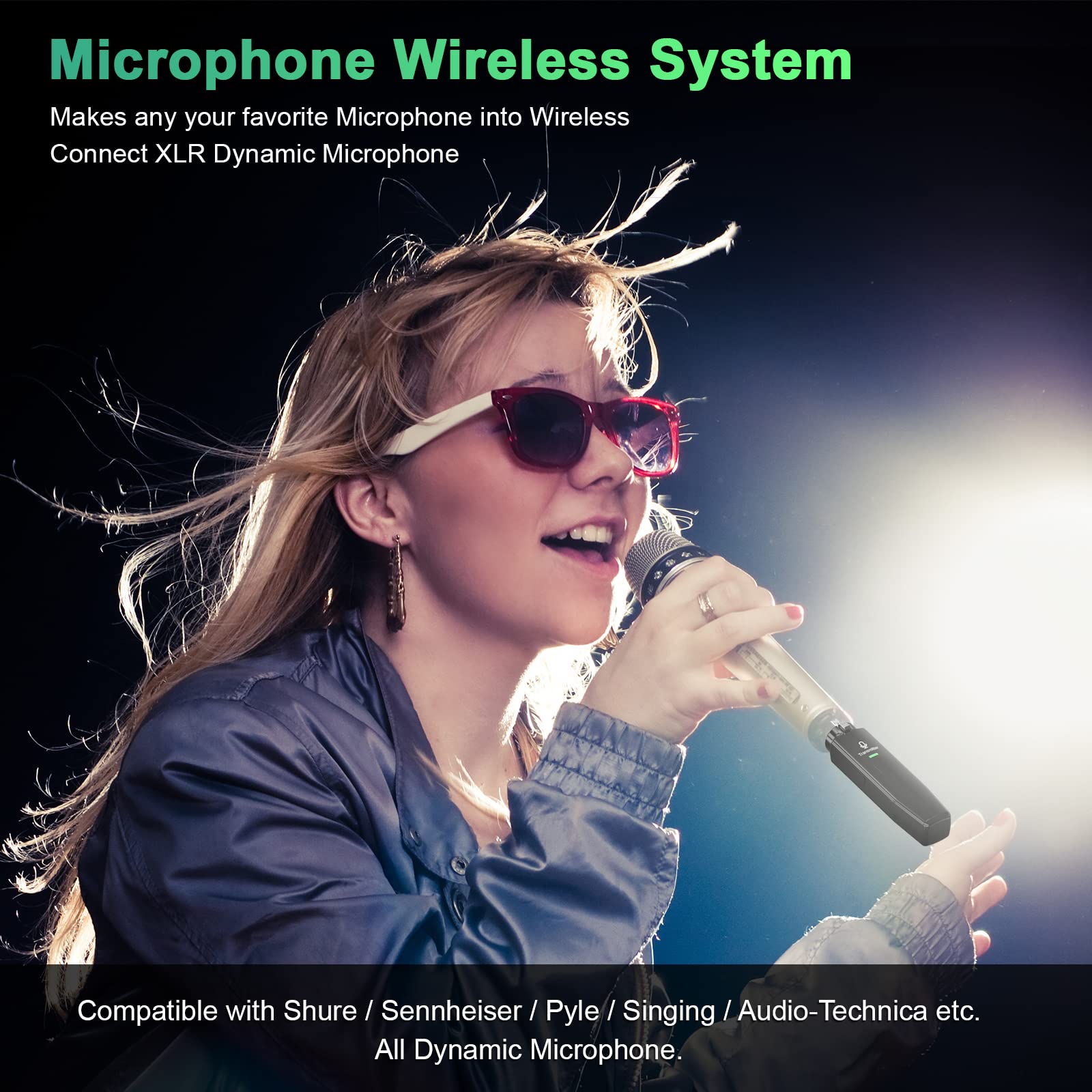DIGITNOW Microphone Wireless System,2.4GHz Wireless Mic Adapter,Rechargeable Wireless XLR Transmitter and Receiver Compatible