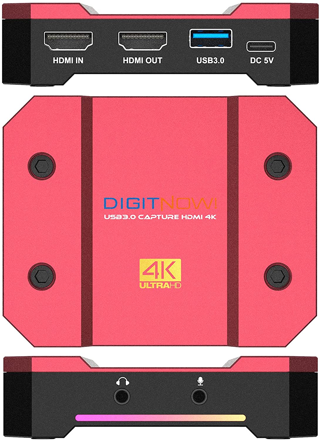 DIGITNOW USB Video Capture Card 4k/60Hz HDR10 Zero-Lag Passthrough, Ultra-Low Latency, Full HD Video Recording for PS5, PS4/Pro, Xbox Series X/S, Xbox One X/S, Real USB3.0
