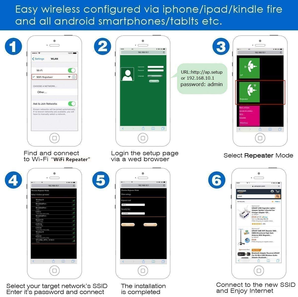 2.4G WiFi Repeater,Wifi Range Extender Signal Booster Up to 300Mbps